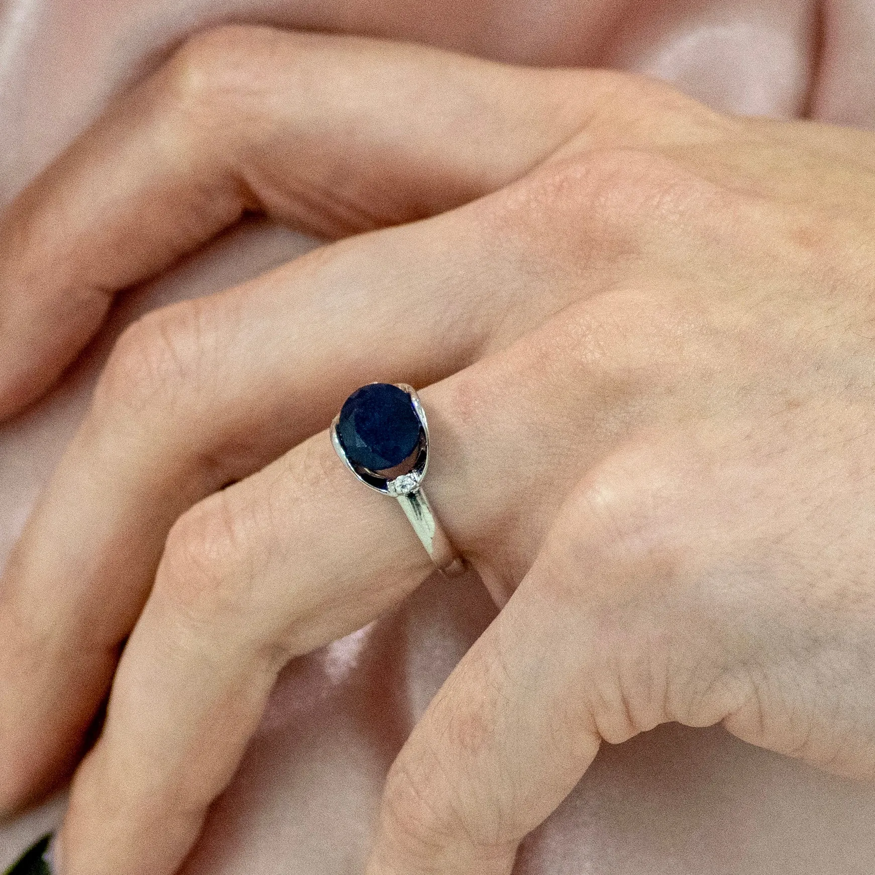 Okelani Blue Sapphire Ring in Sterling Silver