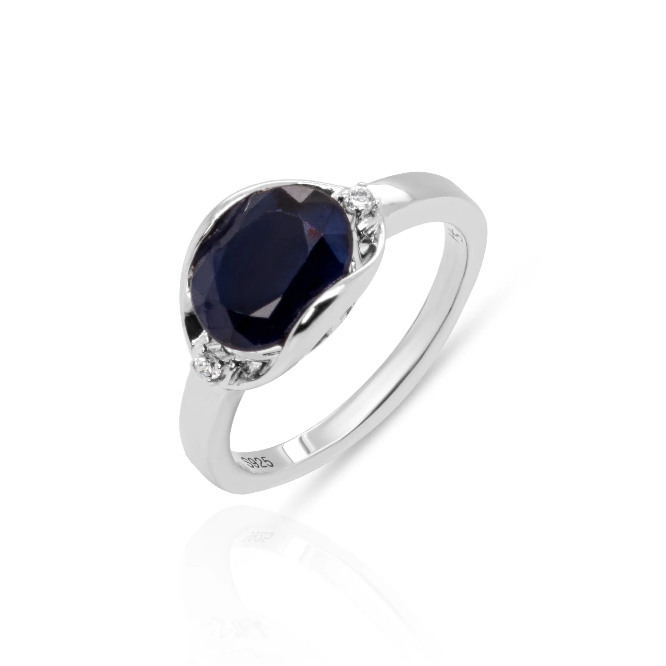Okelani Blue Sapphire Ring in Sterling Silver