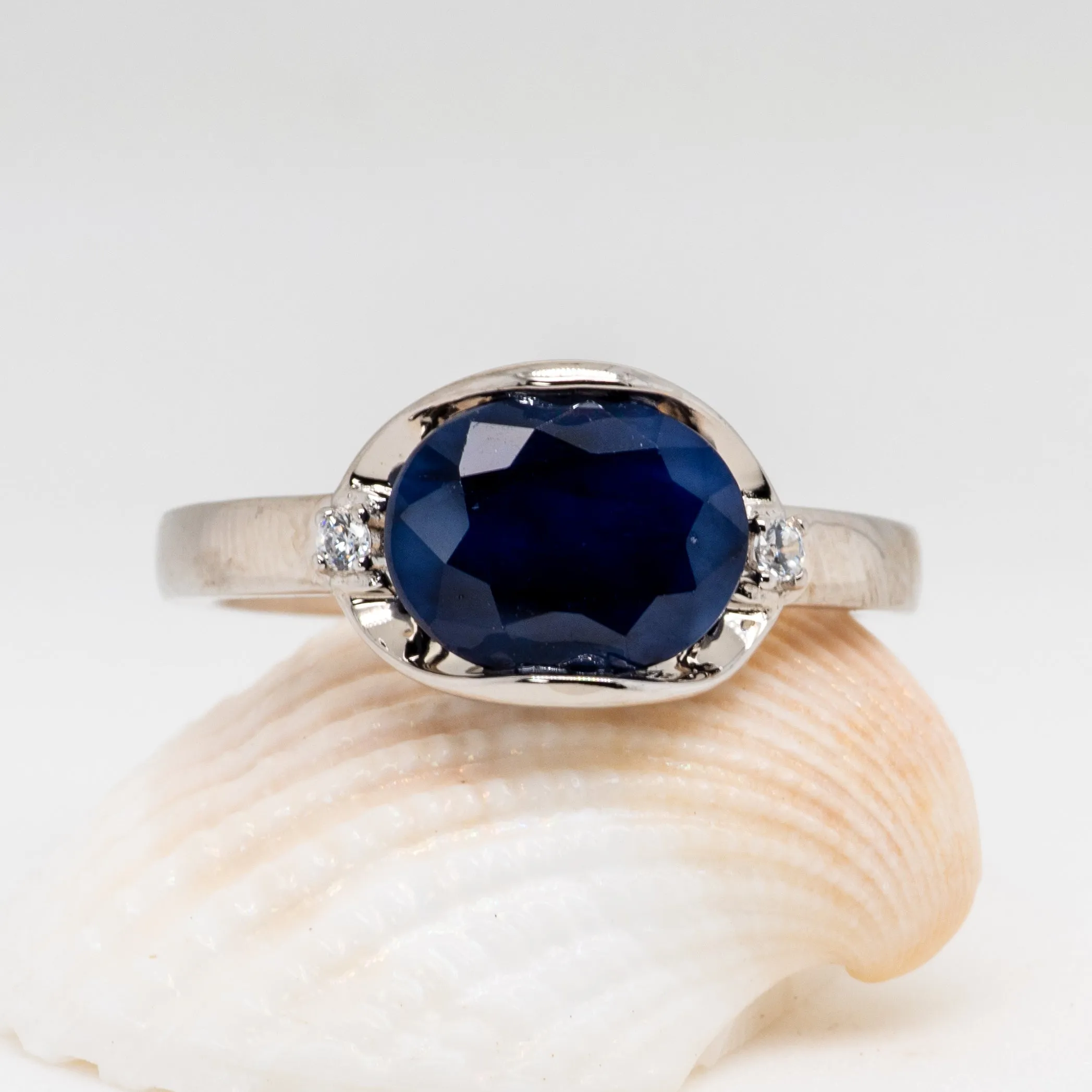 Okelani Blue Sapphire Ring in Sterling Silver