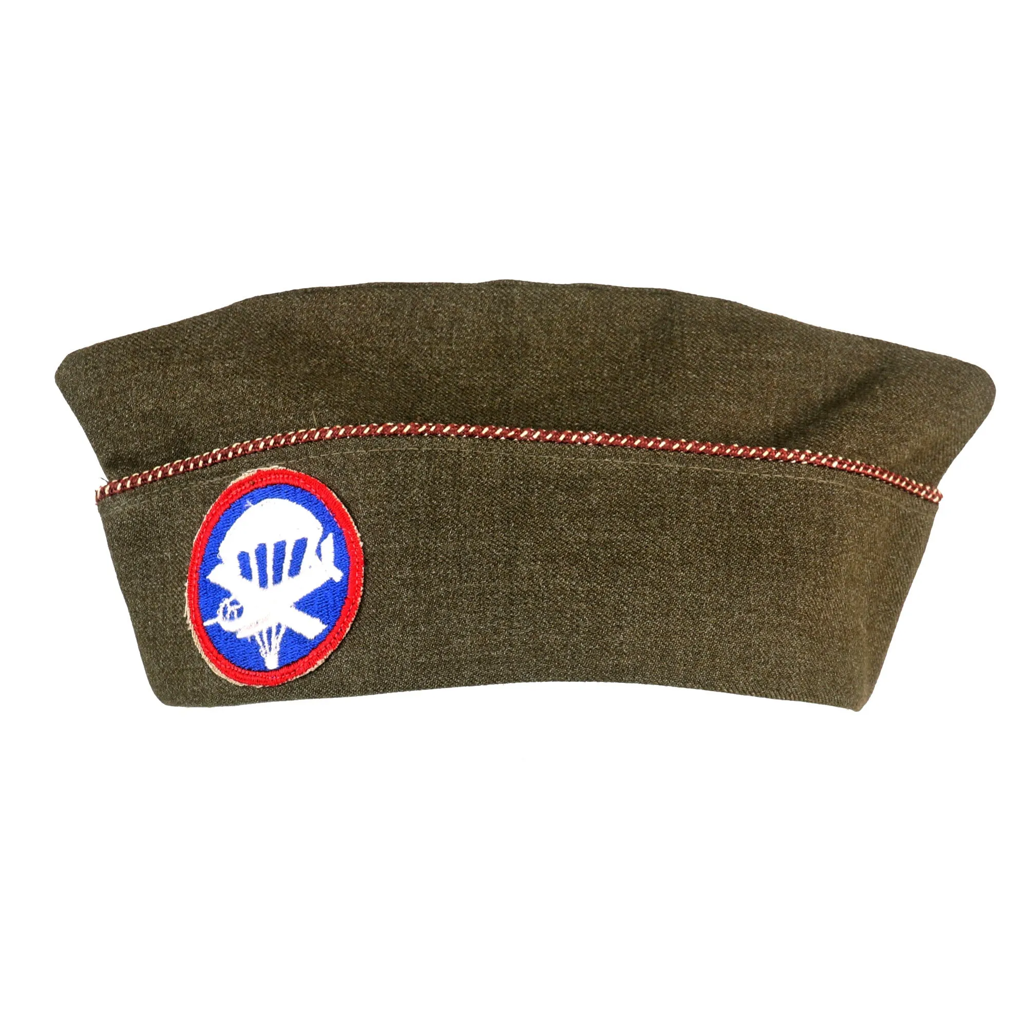 Original U.S. WWII Medical Piped Overseas Cap with Paraglide Airborne Cap Insignia