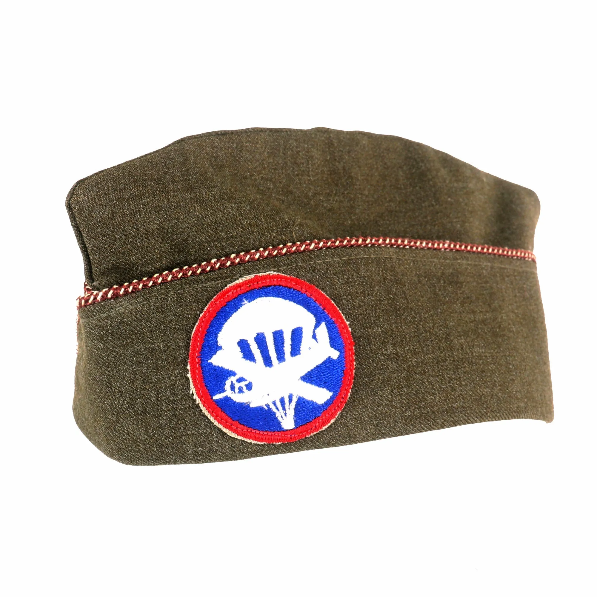 Original U.S. WWII Medical Piped Overseas Cap with Paraglide Airborne Cap Insignia