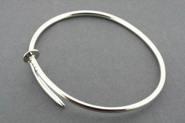 Oval nail bangle - sterling silver