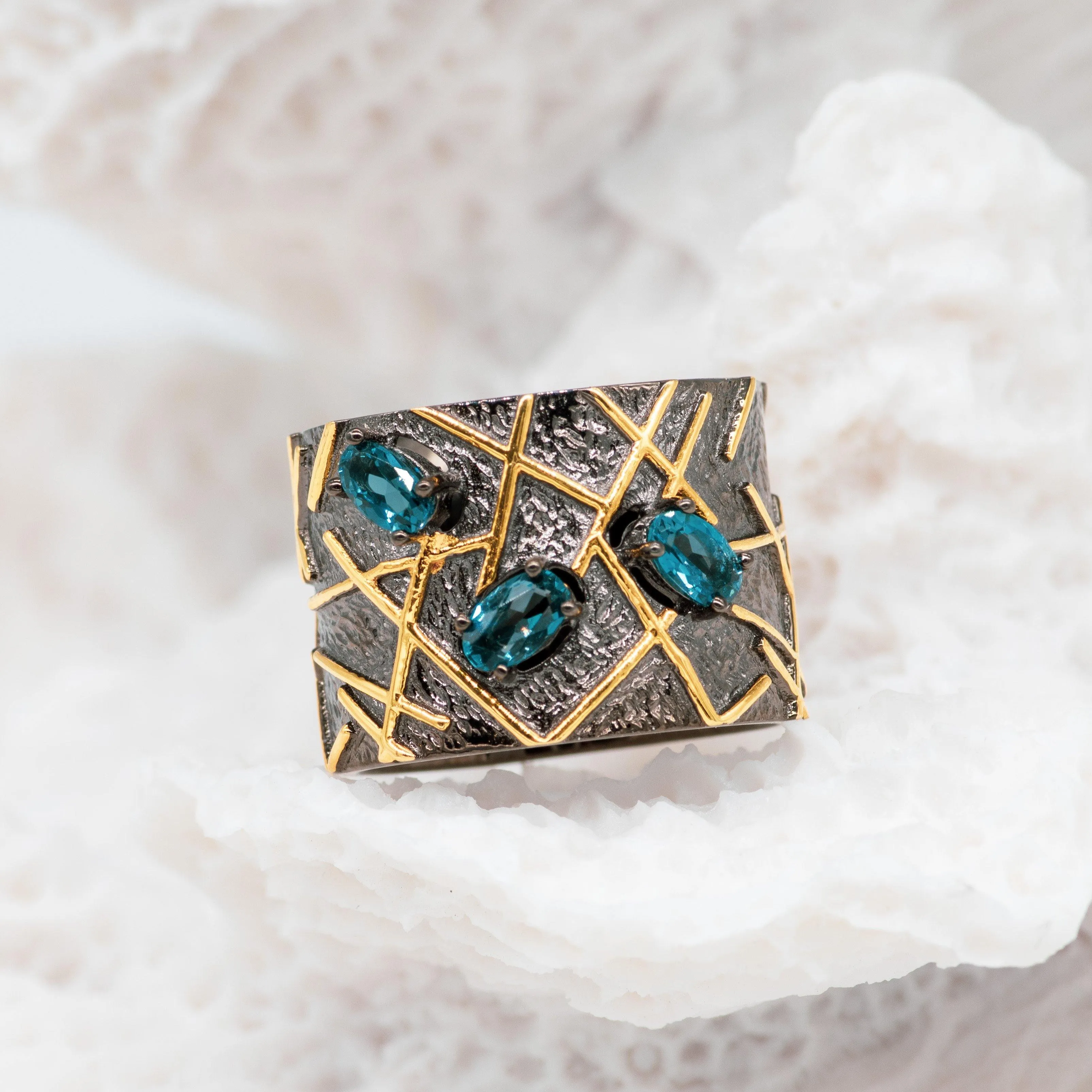 Paradox London Blue Topaz Ring in Sterling Silver