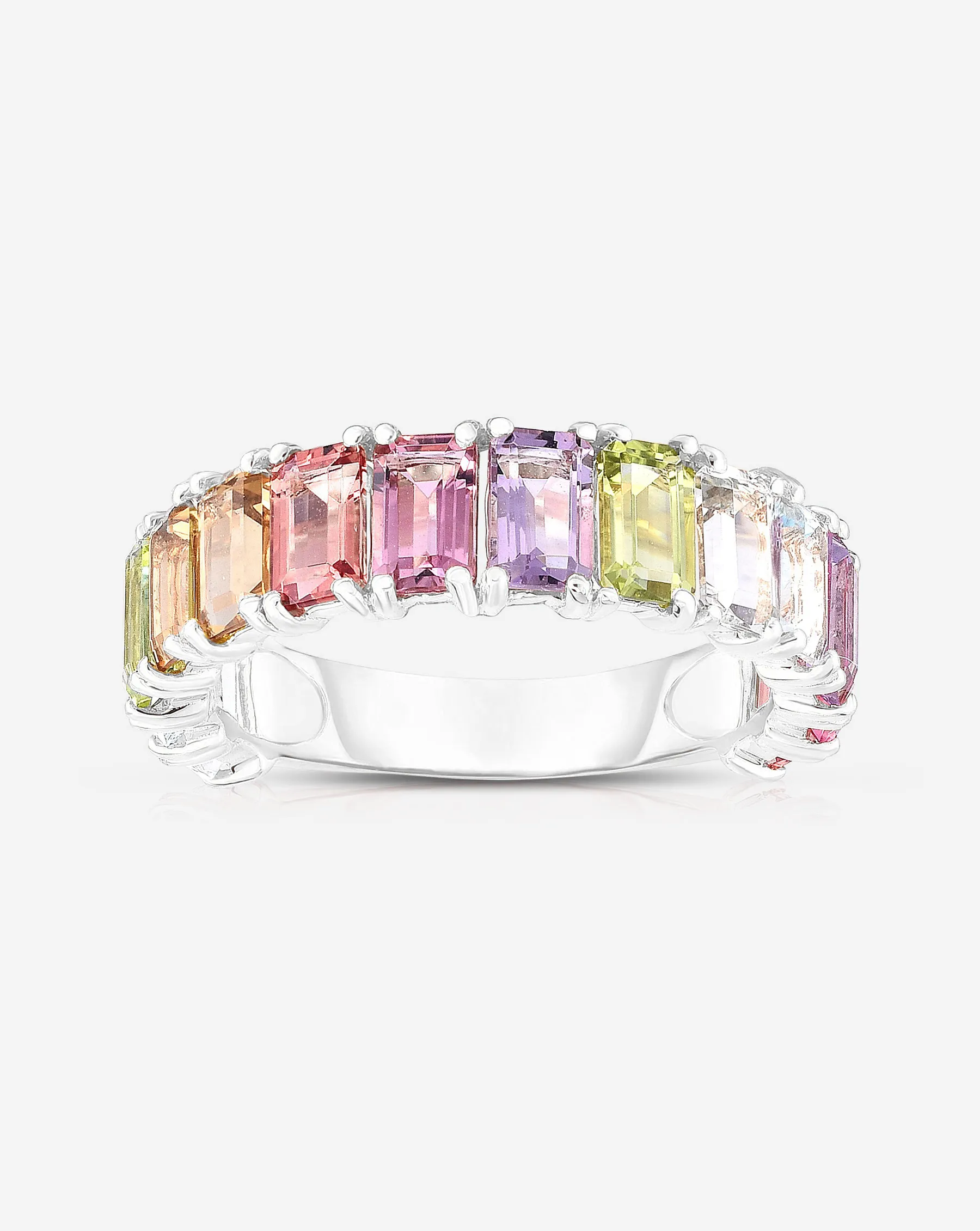 Pastel Emerald Cut Rainbow Gemstone Ring