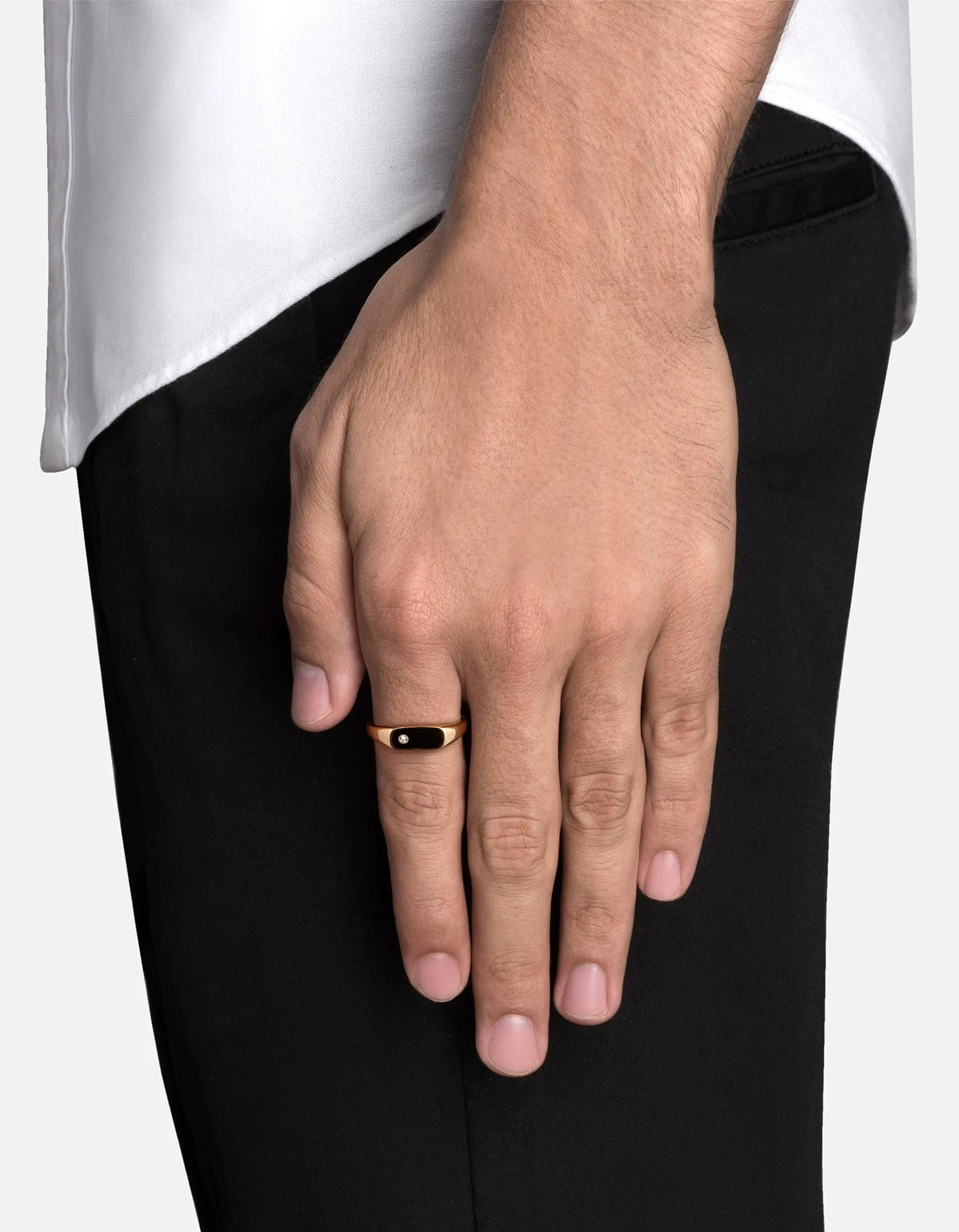 Pax Diamond Ring, Gold Vermeil/Black