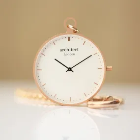 Personalised Modern Pocket Watch Rose Gold Handwriting Engraved