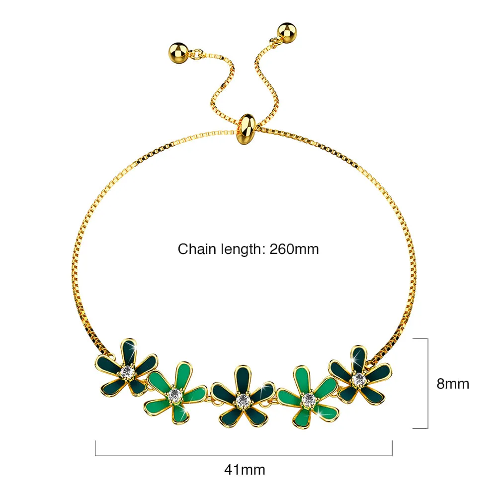Petalia Olive Green Bracelet Featured SWAROVSKI Crystals in Gold