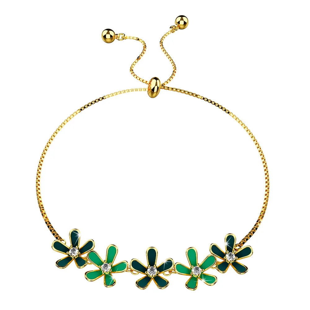 Petalia Olive Green Bracelet Featured SWAROVSKI Crystals in Gold