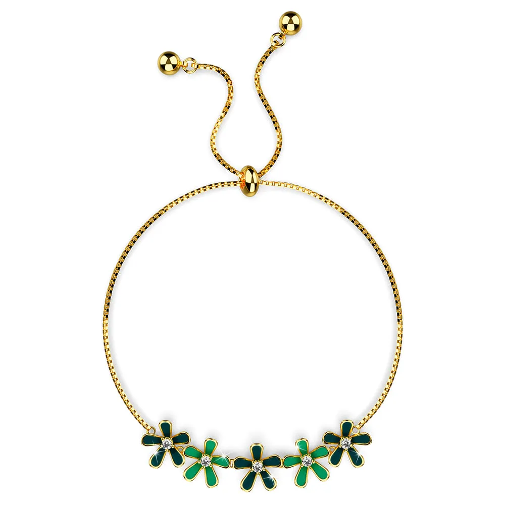 Petalia Olive Green Bracelet Featured SWAROVSKI Crystals in Gold