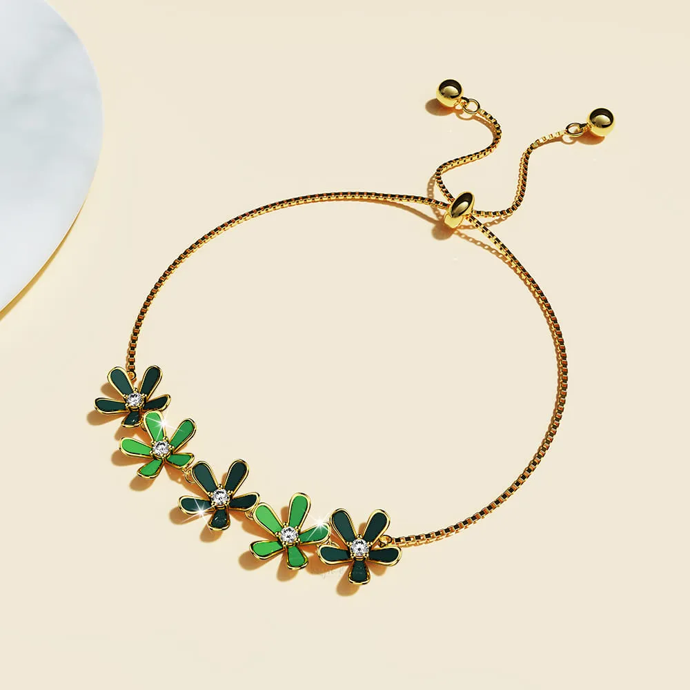 Petalia Olive Green Bracelet Featured SWAROVSKI Crystals in Gold