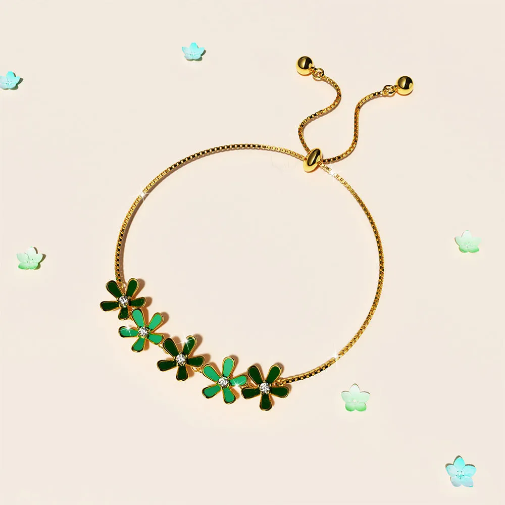 Petalia Olive Green Bracelet Featured SWAROVSKI Crystals in Gold