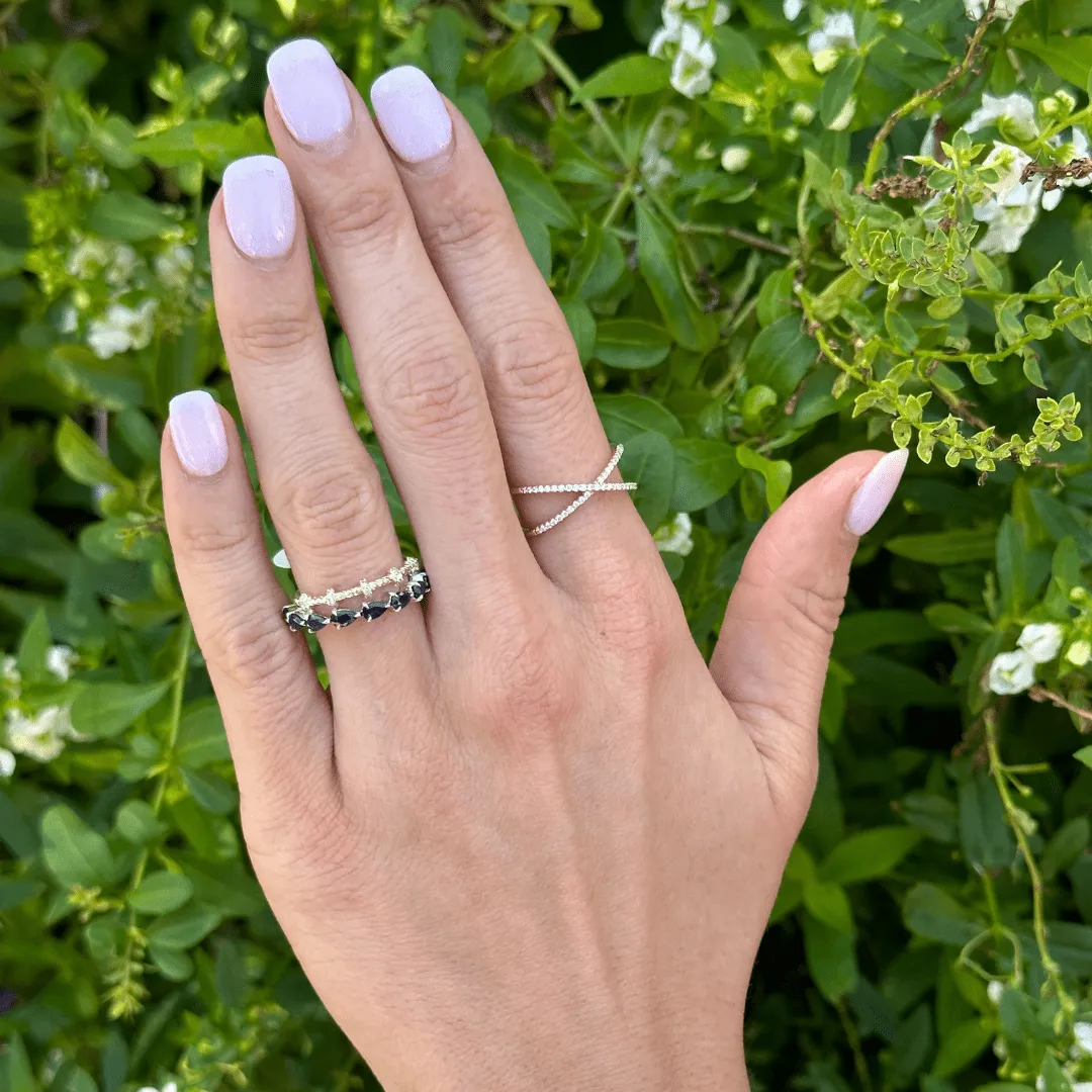 Petite Blue Sapphire Chasing Pear