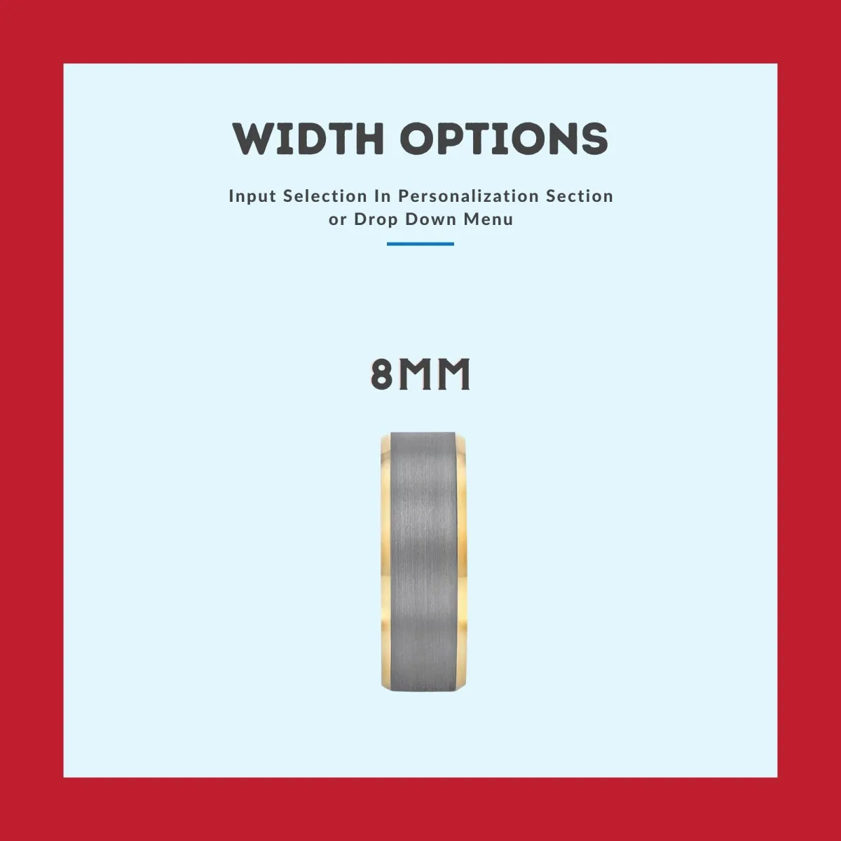 PINESTALK | Green & Red Wood, Brushed, Silver Tungsten Ring, Gold Beveled Edges