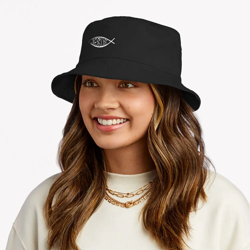 Praise Jesus Fish Ichthus Church Peace Holy Spirit Ichthys Bucket Hat