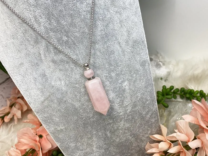Quartz & Rose Quartz Vial Necklace