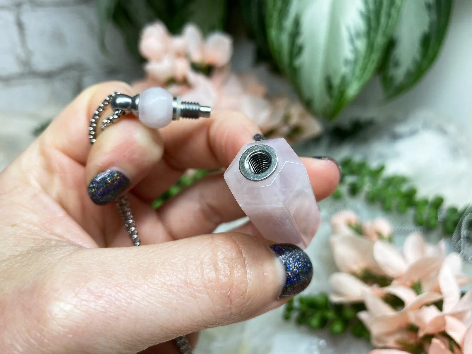 Quartz & Rose Quartz Vial Necklace