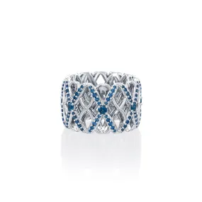 "Porta" Peacock Sapphire Intertwined Ring