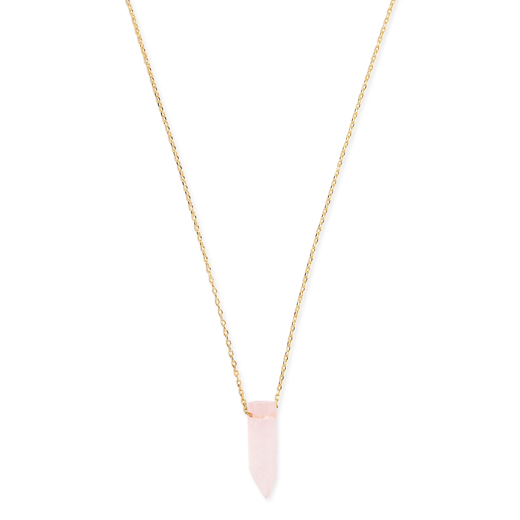 Real Gold Plated Pink Z Rough Cut Shard Hs Nk Rose Quartz Necklace
