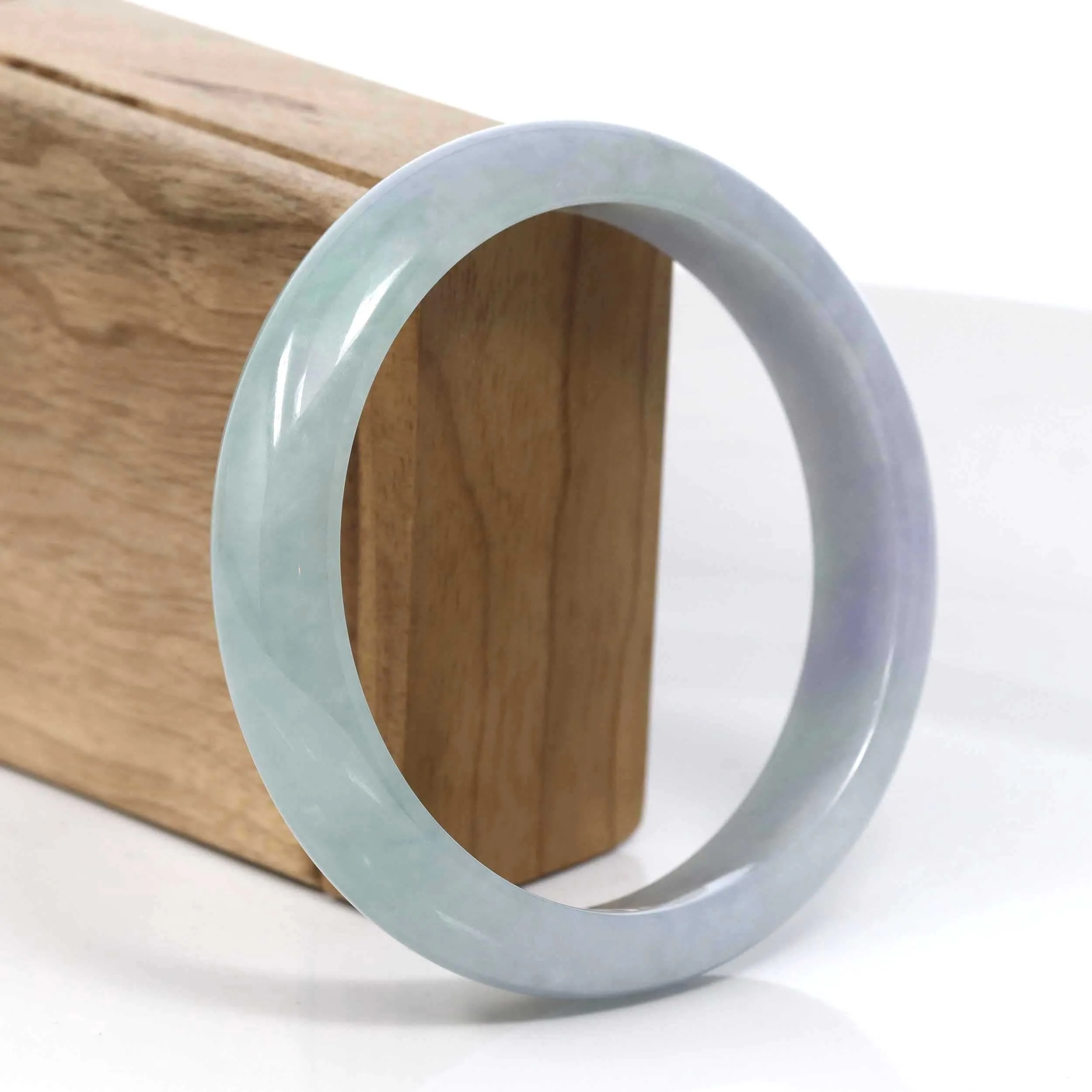 RealJade® Co. Classic Real Lavender Jadeite Jade Bangle Bracelet (63.43mm) #943