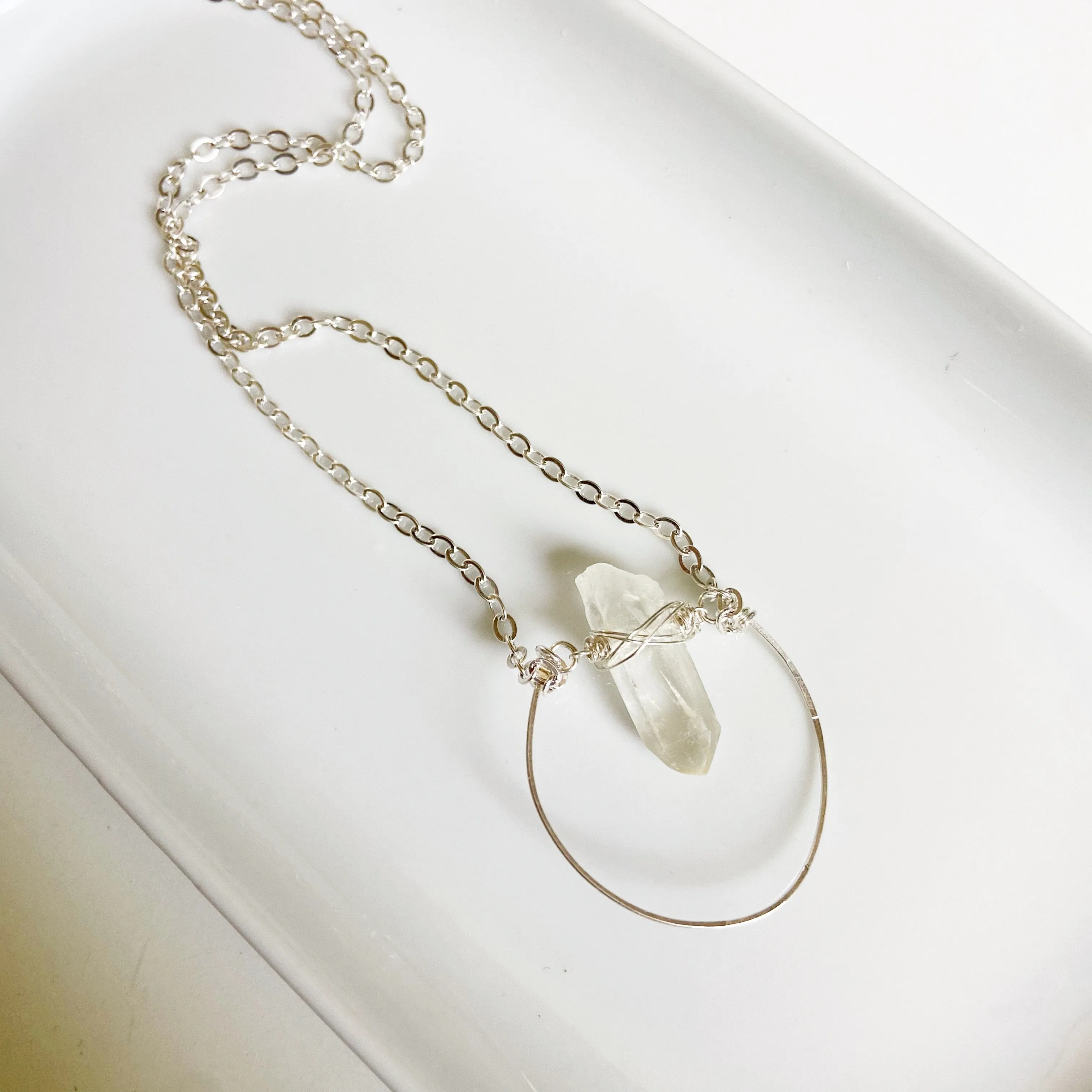 Rebel- clear quartz silver pendant