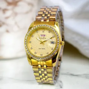 Rolex watch Luxury Stone With Date & Day Chain Ladies Wristwatch