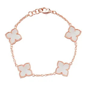 Rose Gold Clover Bracelet with Mother of Pearl