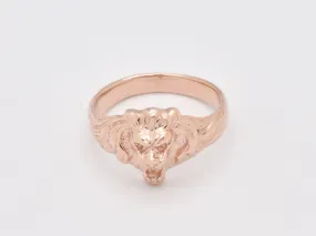 Rose Gold Lion Ring - Small Lion Ring - Pink Vintage Ring