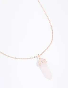 Rose Gold Semi-Precious Rose Quartz Statement Shard Necklace
