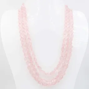 Rose Quartz Beaded Necklace Quartz Necklace Pink Quartz Fluted Beads Indian Sarafa Necklace Fluted Melon Carved Necklace SKU: 6143095