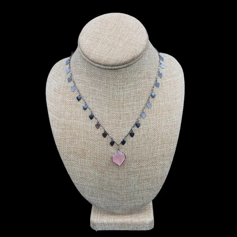 Rose Quartz Gemstone Heart Necklace
