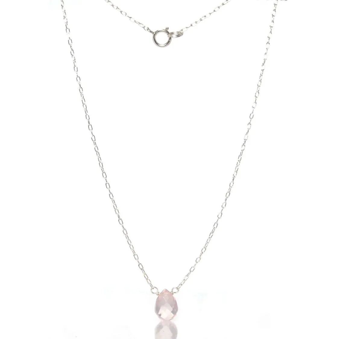 Rose Quartz Necklace with Sterling Silver Spring Clasp
