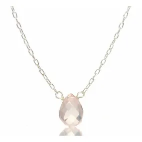 Rose Quartz Necklace with Sterling Silver Spring Clasp