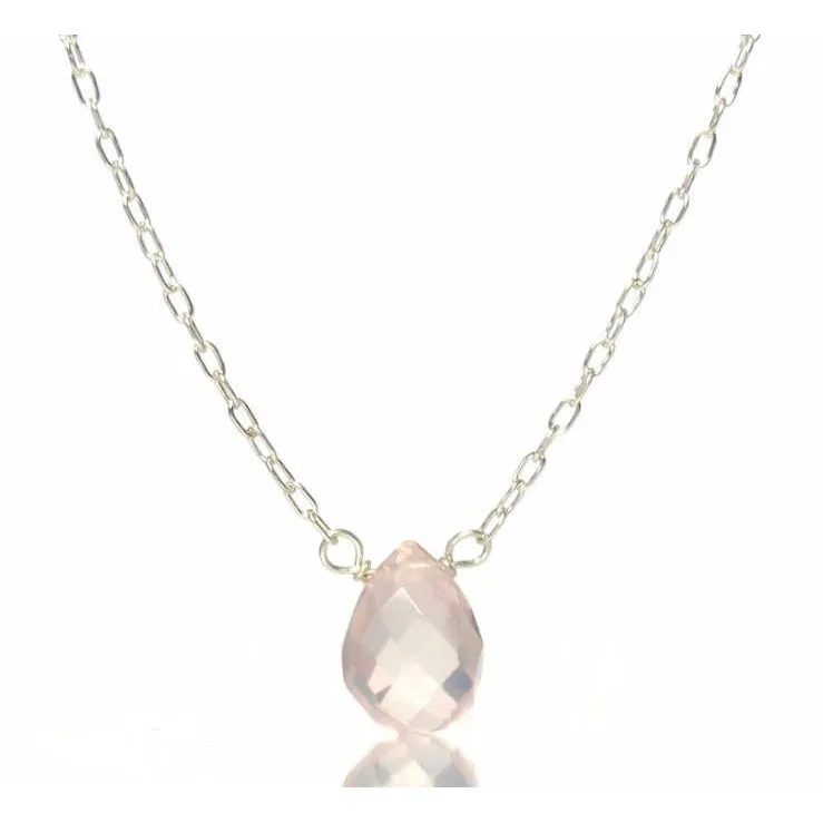 Rose Quartz Necklace with Sterling Silver Spring Clasp