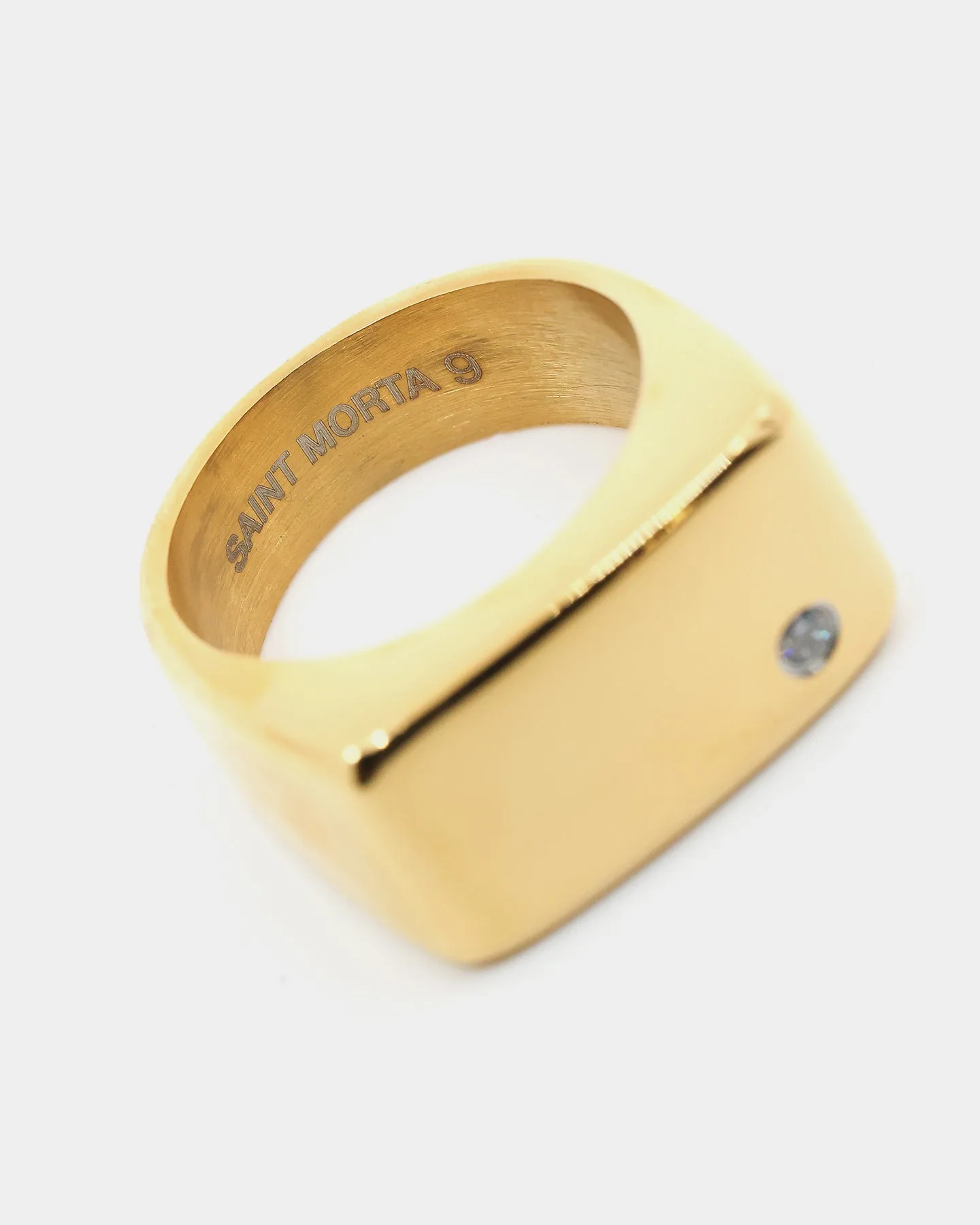 Saint Morta Iced Signet Ring Gold