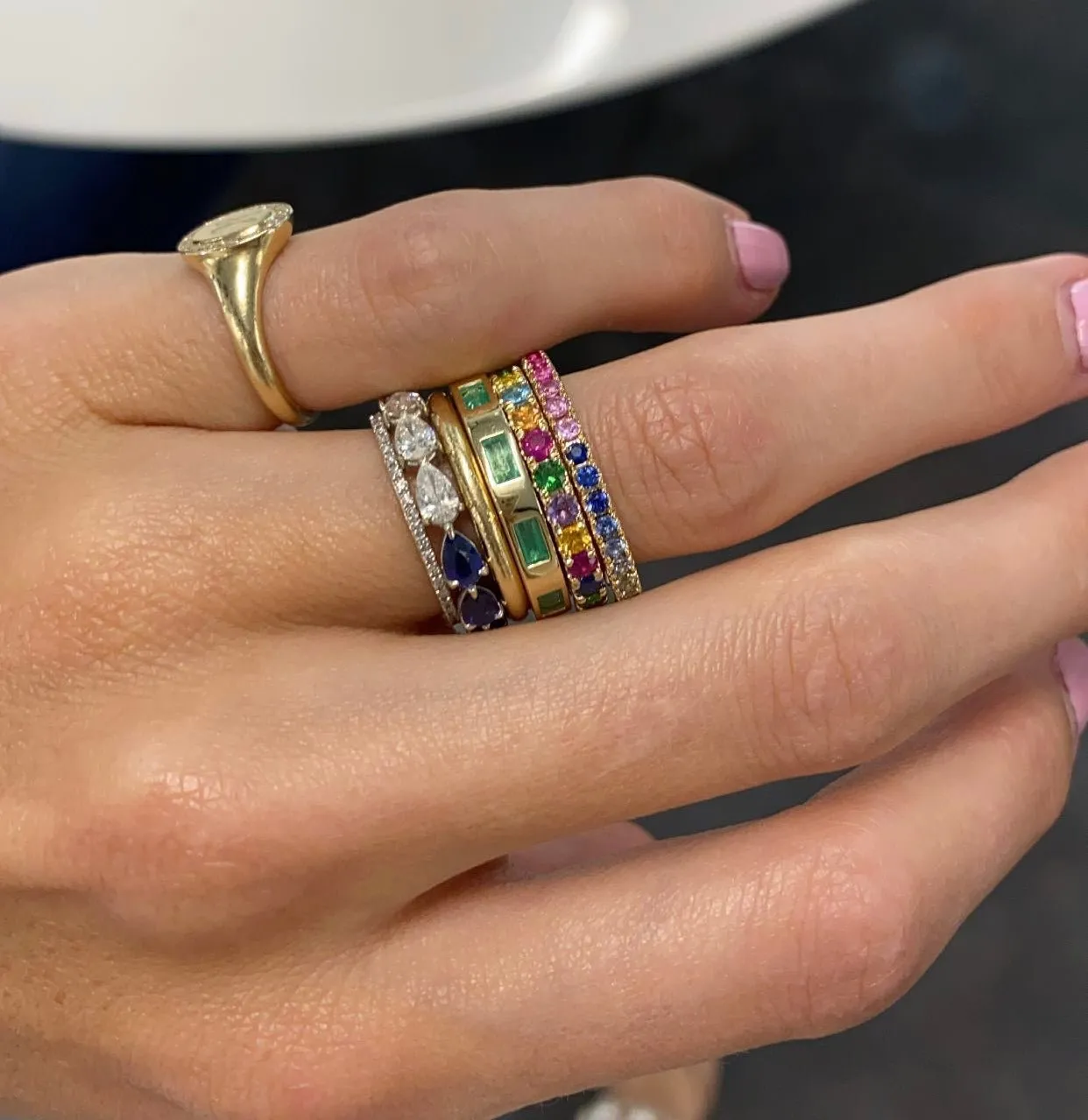 Sapphire Rainbow Ombré Ring