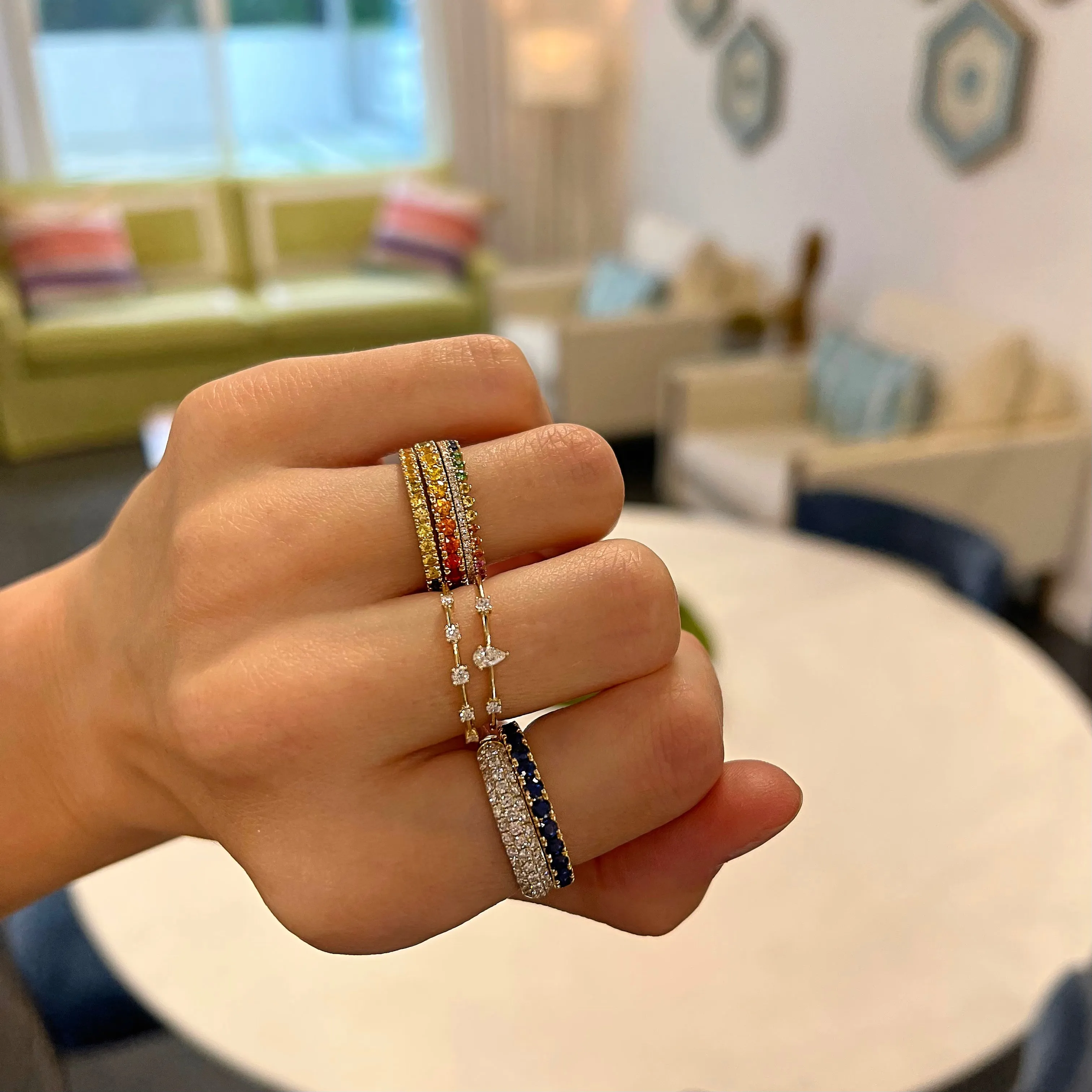 Sapphire Rainbow Ombré Ring