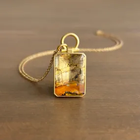 Scenic Dendritic Quartz Rectangle Pendant