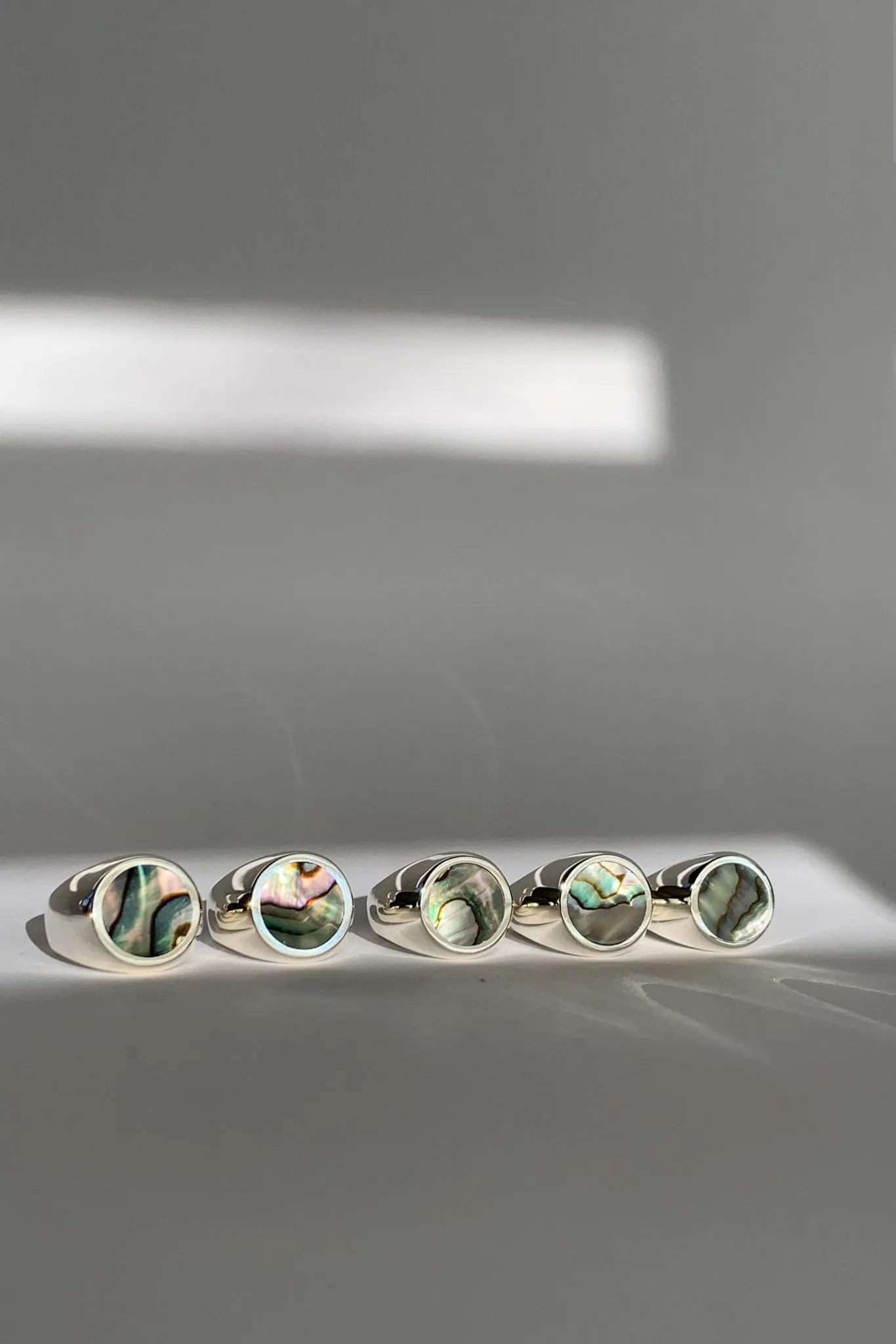 Silver Abalone Signet Ring - Round