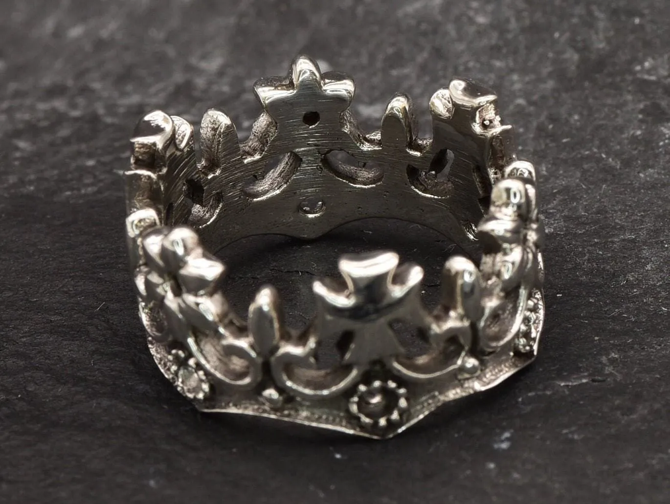 Silver Crown Ring - Silver Gothic Ring, Silver Queen Crown Ring