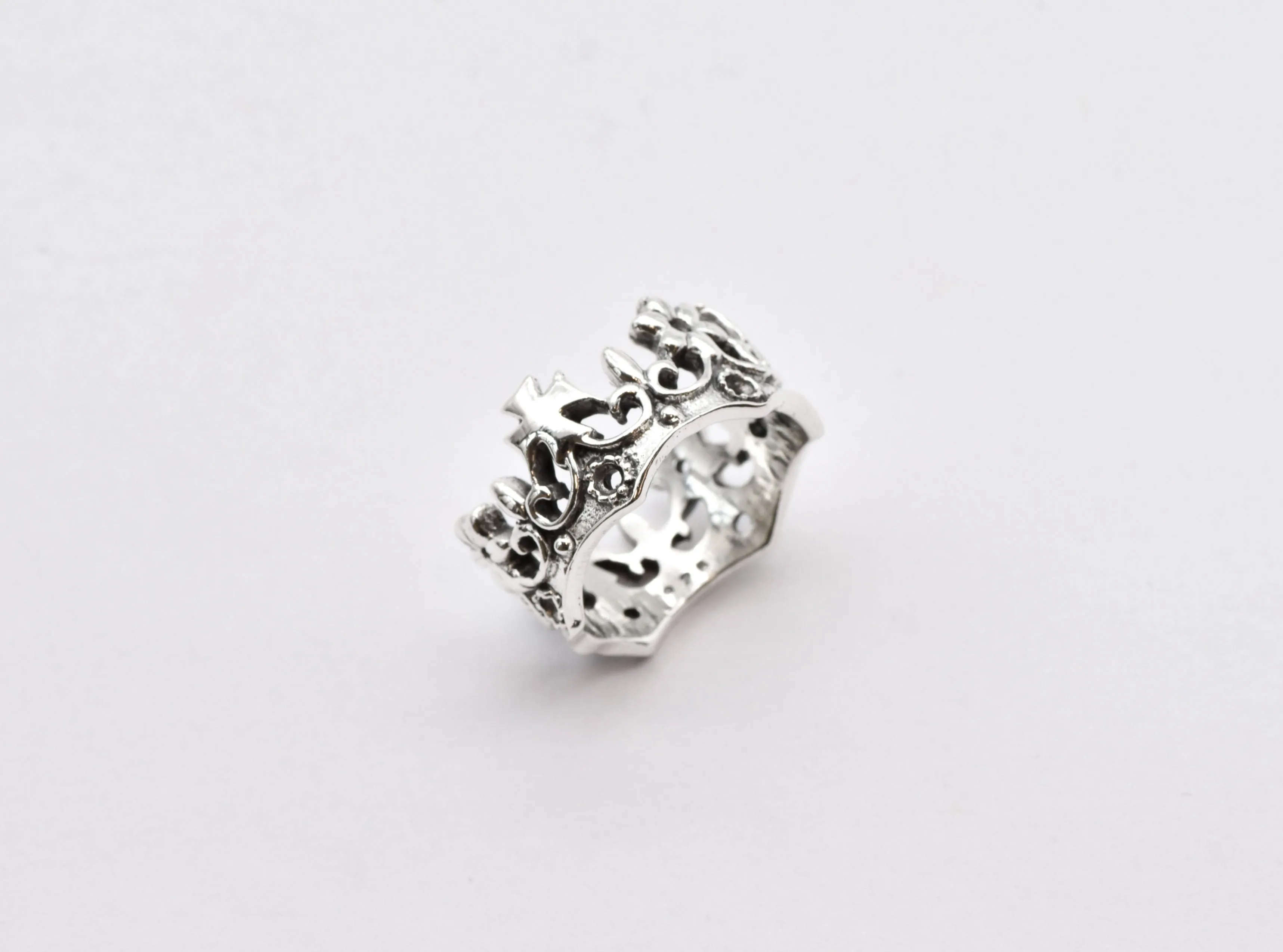 Silver Crown Ring - Silver Gothic Ring, Silver Queen Crown Ring