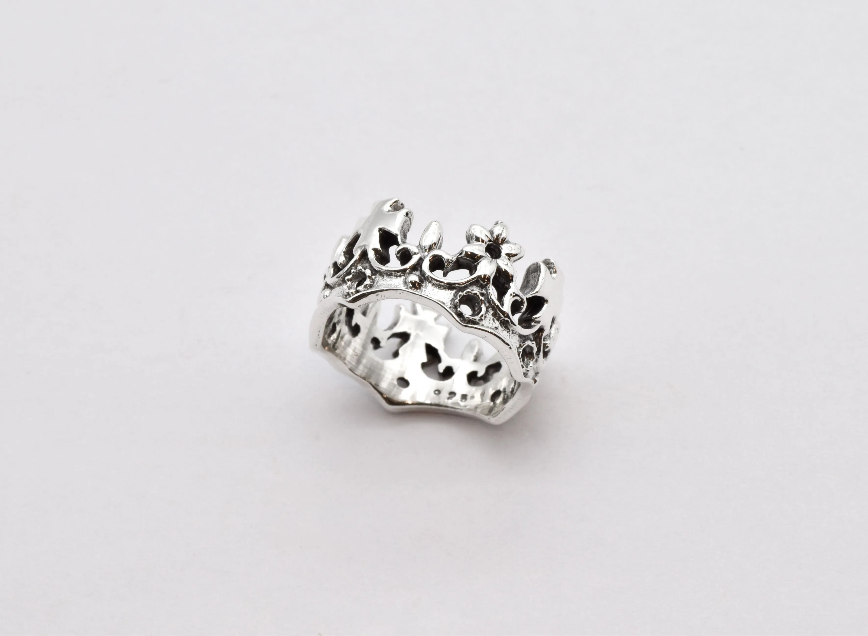 Silver Crown Ring - Silver Gothic Ring, Silver Queen Crown Ring
