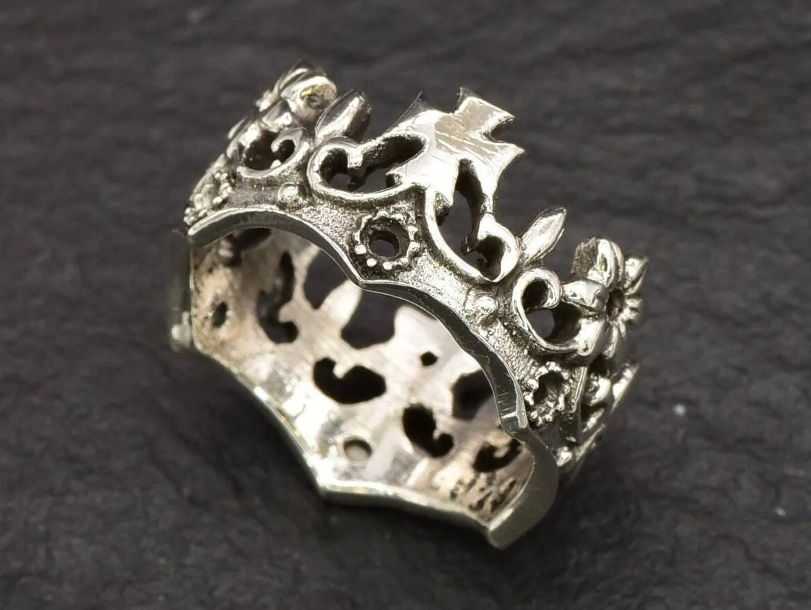 Silver Crown Ring - Silver Gothic Ring, Silver Queen Crown Ring