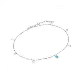 Silver Turquoise Drop Pendant Anklet F044-01H