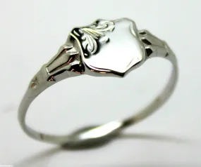 Size K - Childs Genuine Solid Sterling Silver Shield Signet Ring