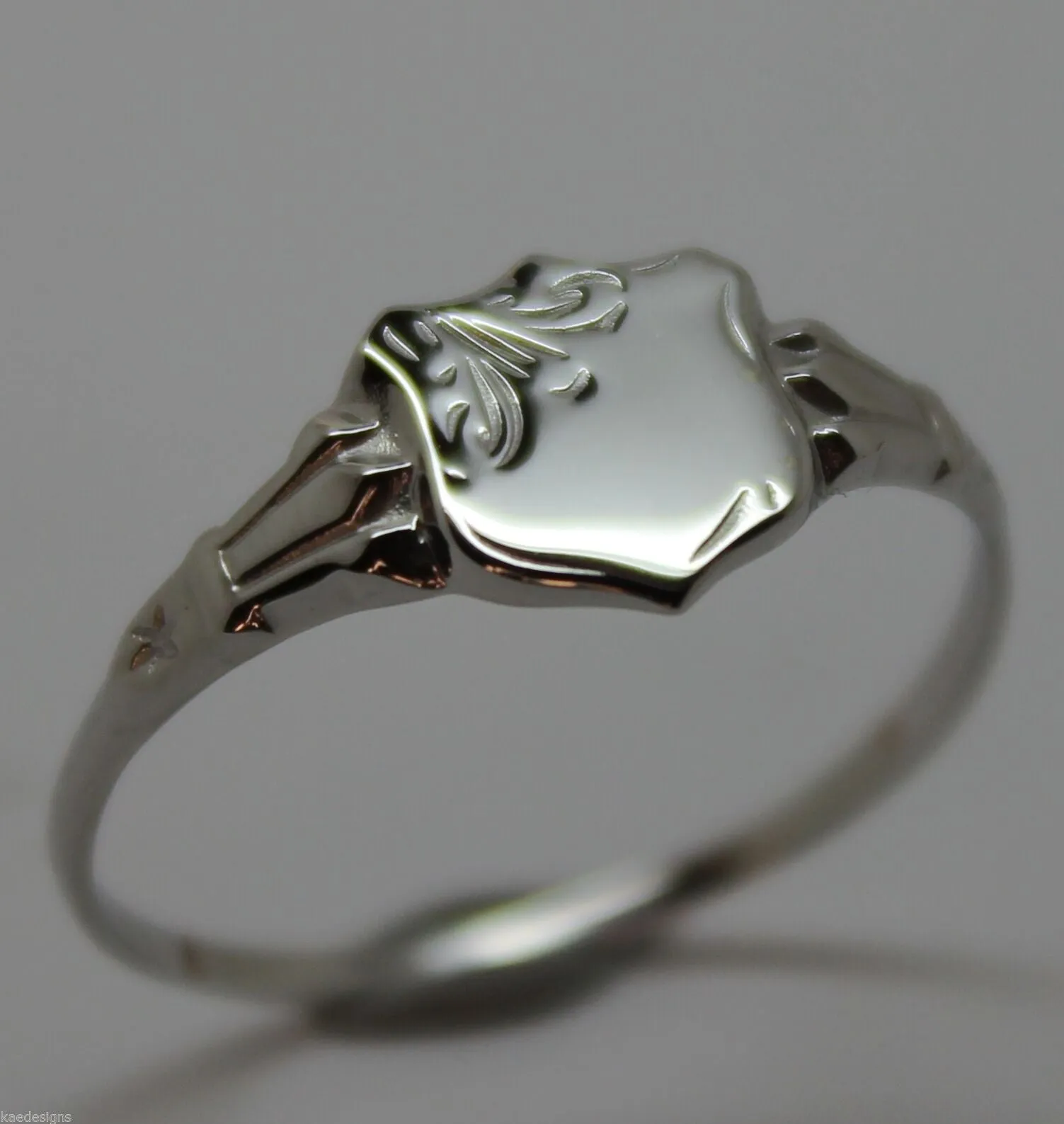 Size K - Childs Genuine Solid Sterling Silver Shield Signet Ring