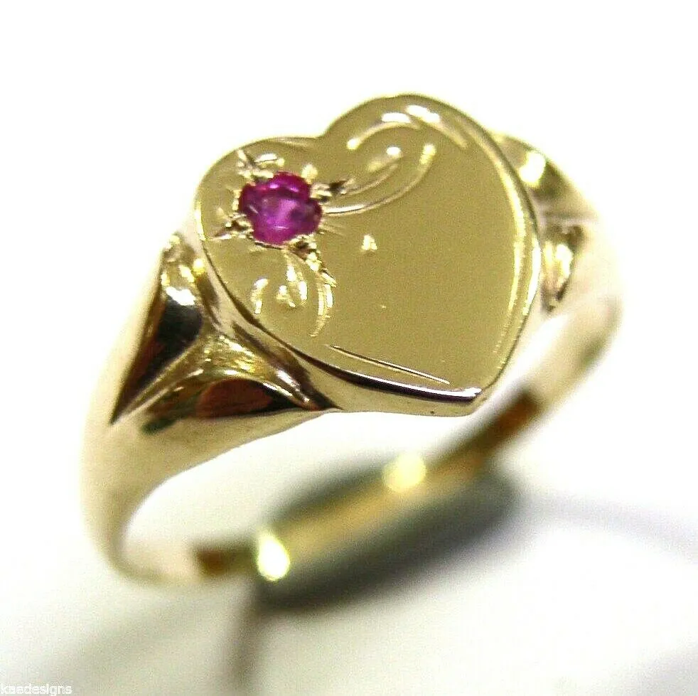 Size U Genuine 9ct 9K Yellow, Rose or White Gold Pink Tourmaline (Birthstone- October) Signet Ring 265   Engraving