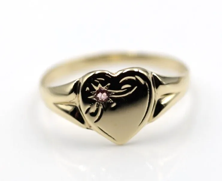 Size U Genuine 9ct 9K Yellow, Rose or White Gold Pink Tourmaline (Birthstone- October) Signet Ring 265   Engraving