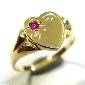 Size U Genuine 9ct 9K Yellow, Rose or White Gold Pink Tourmaline (Birthstone- October) Signet Ring 265   Engraving