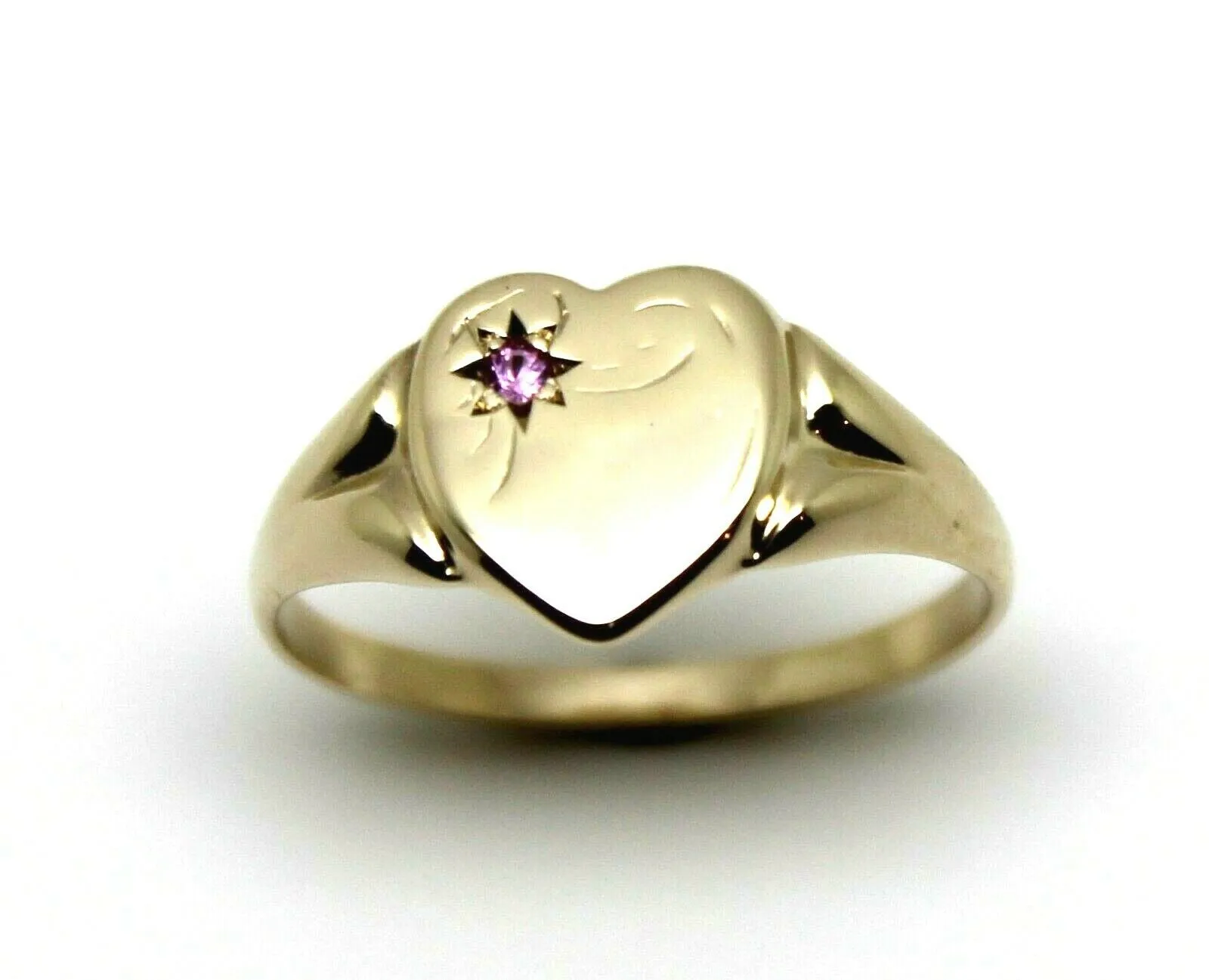 Size U Genuine 9ct 9K Yellow, Rose or White Gold Pink Tourmaline (Birthstone- October) Signet Ring 265   Engraving