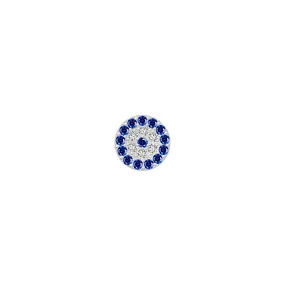 SKINNY SILVER EVIL EYE CHARM (WHITE)